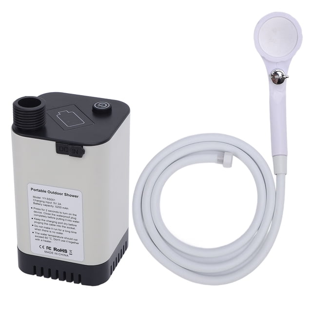 Pompe de Douche de Camping Extérieure, Batterie 5200mah Portable Résistant à l'Eau ABS pour Randonnée