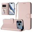 thumbnail image 5 of ELEHOLD For Apple iPhone 17 Pro Flip PU Leather Wallet Case with Credit Card Slot RFID Blocking Kickstand Shock-Absorbent TPU Magnetic Protective Cover With Lanyard ,Pink, 5 of 12
