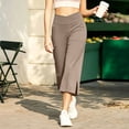 thumbnail image 2 of Posijego Womens Capri Yoga Pants Side Slit High Waisted Wide Leg Athletic Running Pants Work Dress Cropped Pants with Pockets, 2 of 7