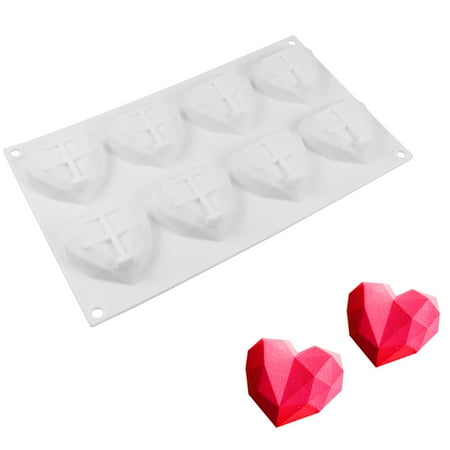 - HiCoup 8 Cavity Diamond Heart Silicone Mold Cake Mousse Chocolate Dessert Baking Tool
