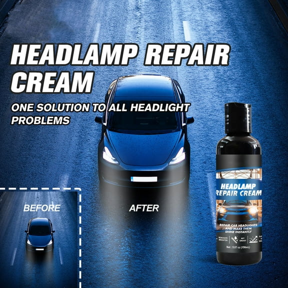 Headlight Restoration Kit, 150ml Scratch Repair Polish, Remove Yellowing Oxidation, UV Protective Coating, Restores Clarity Brightness, Safe for All Headlights, Easy Application