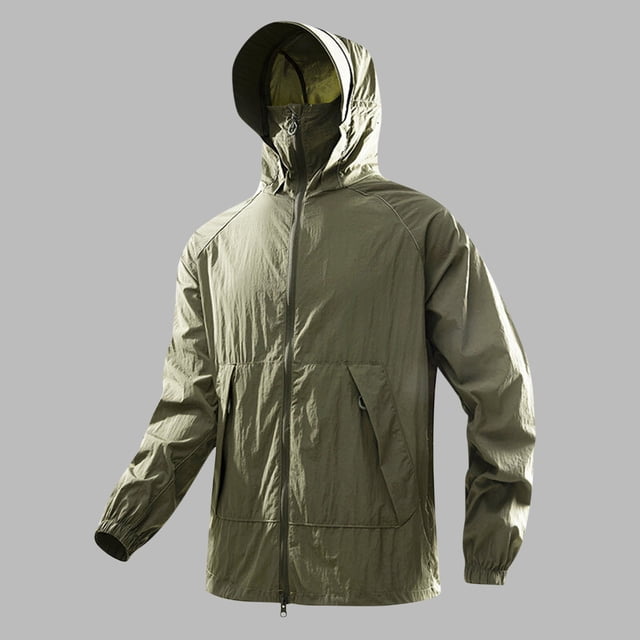 Veste Décontractée pour Hommes, Respirante à Capuche Manches Longues avec Protection Solaire et Poches pour Usage Quotidien, Design Confortable et Léger