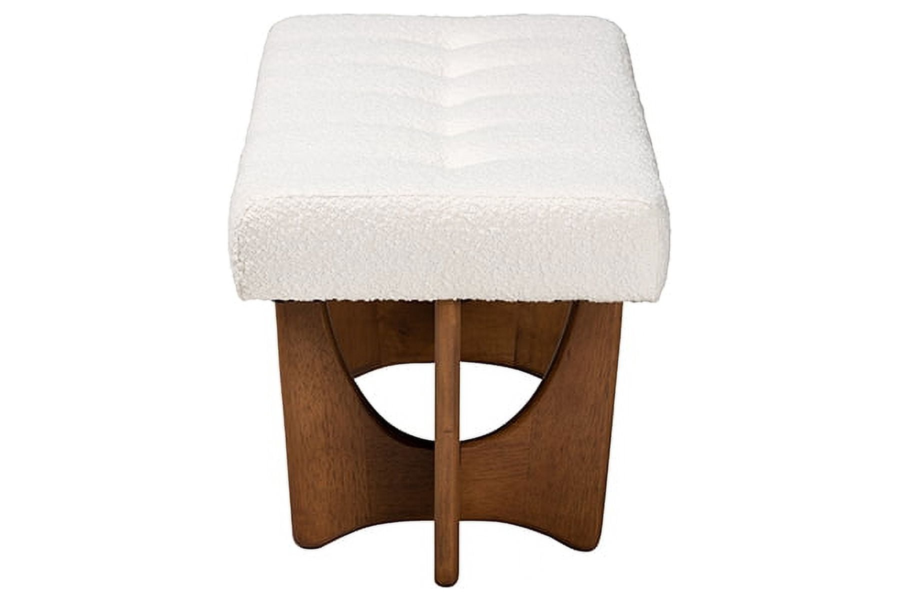 Baxton Studio Theo Japandi Cream Boucle Fabric and Walnut Brown Finished Wood Bench