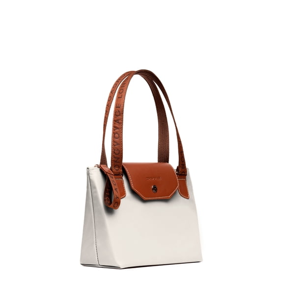 Longvoyage Sac Essential Small Tote Bag – Lightweight Structured Handbag with Zipper and Snap Closure – Bone