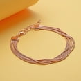 thumbnail image 2 of Stainless Steel Rose Gold ION Plated Multi Row Snake Chain Bracelet for Women Size 7.50-9.00" 10.3 Grams Birthday Christmas Gifts for Women, 2 of 7