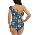 thumbnail image 5 of Sikiie Construction Vehicles Print Women One Piece Swimsuits Tummy Control One Shoulder Bathing Suits Ruffle Swimwear, From S to XXL-Medium, 5 of 6
