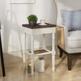 thumbnail image 2 of COZAYH Rustic Farmhouse Accent End Table, Wooden Square Tray Top, Brown & White, 2 of 12