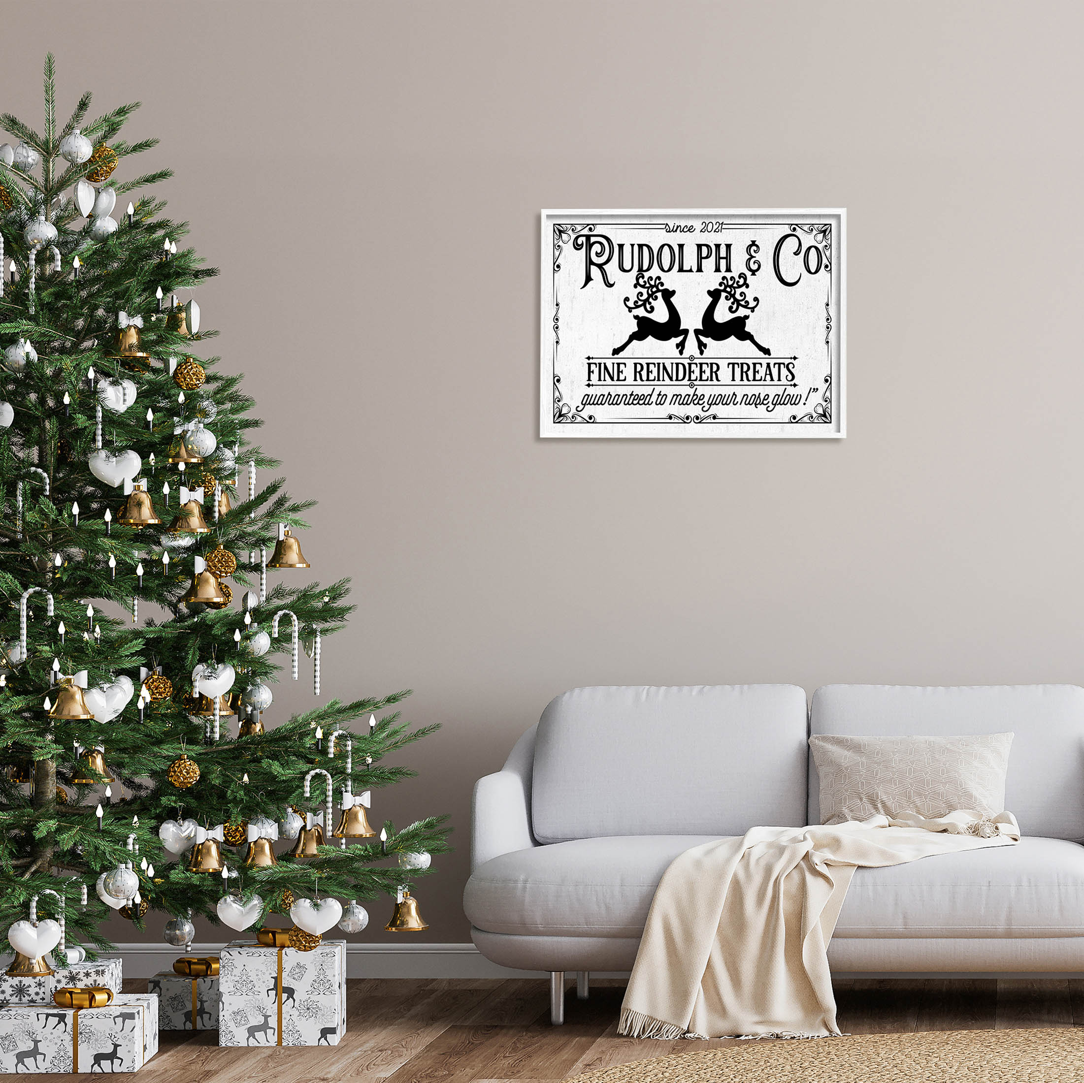 Stupell Industries Rudolph & Co Vintage Sign Graphic Art White Framed Art Print Wall Art, Design by Lettered and Lined