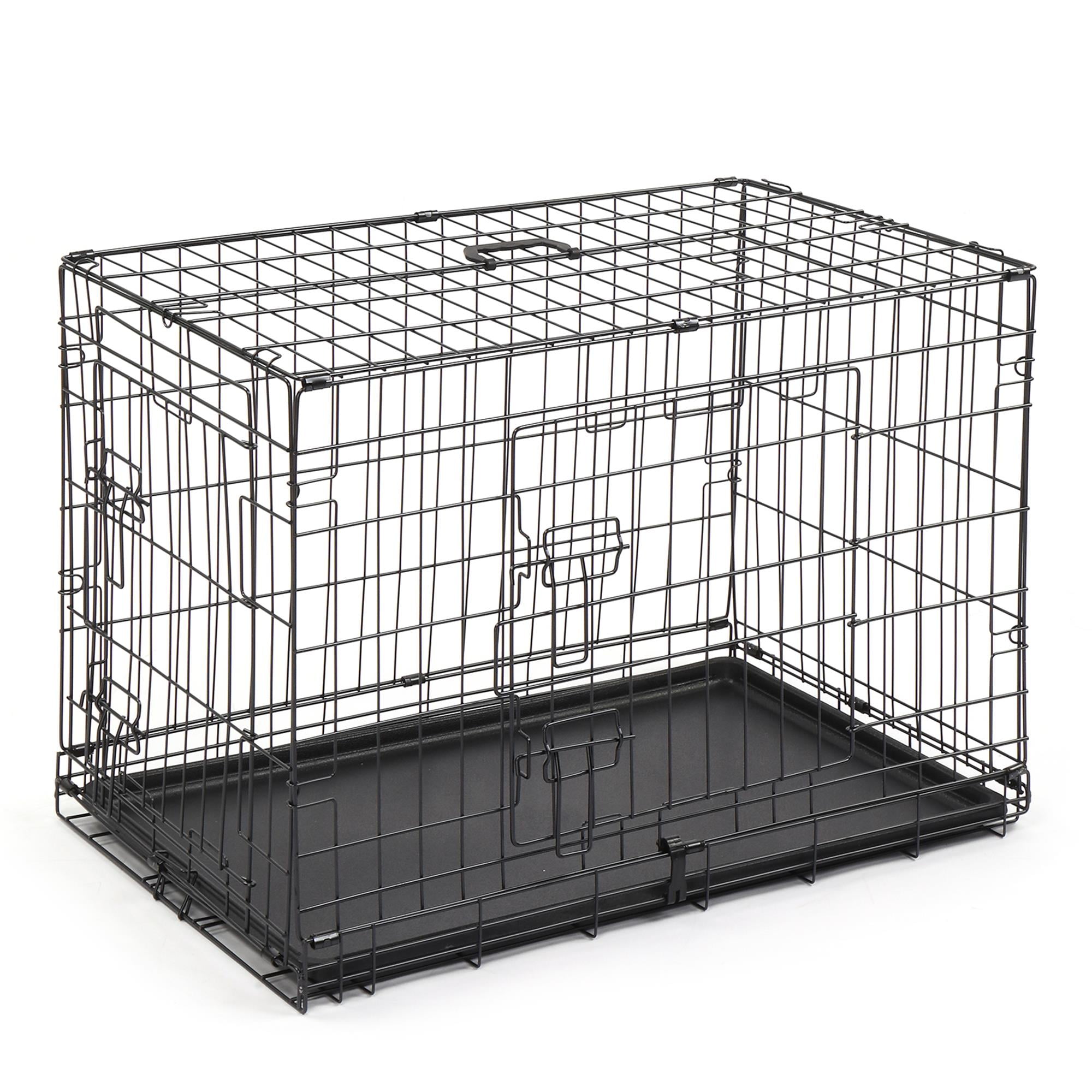 Pefilos 30 Wire Dog Crate with Tray Pet Kennel Cat Folding Steel Animal Playpen Black Walmart