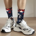 thumbnail image 6 of Gukieu Red Blue White Stars Print Contrast Color Mid-calf Socks, Sweat-wicking Athletic Socks, Unisex Clothing Accessories, 6 of 6