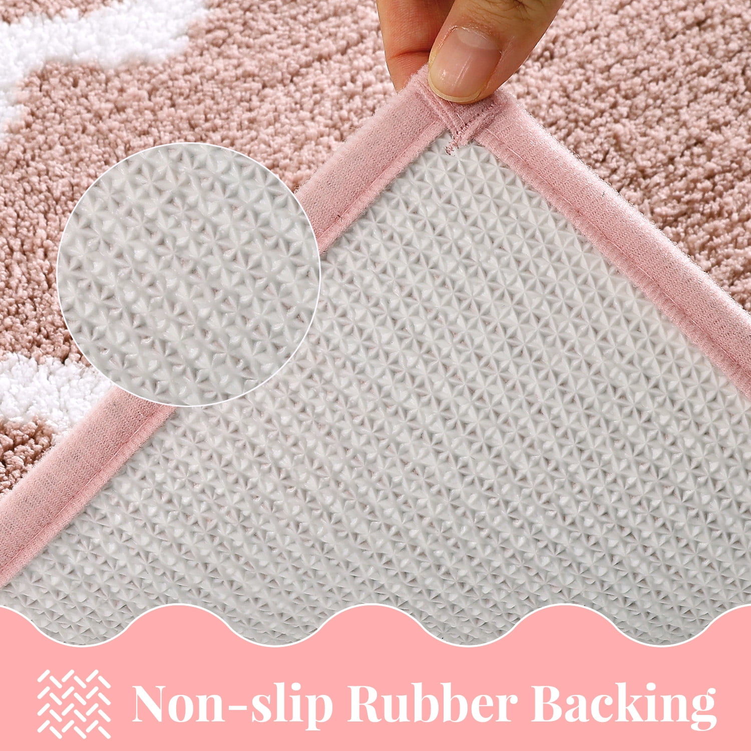 Findosom 4-Piece Bathroom Rugs Set,Non Slip Absorbent Bath Mat,Machine Washable Microfiber Quick Dry Bath Rug for Bathroom Bedroom Kitchen Shower Tub,Pink