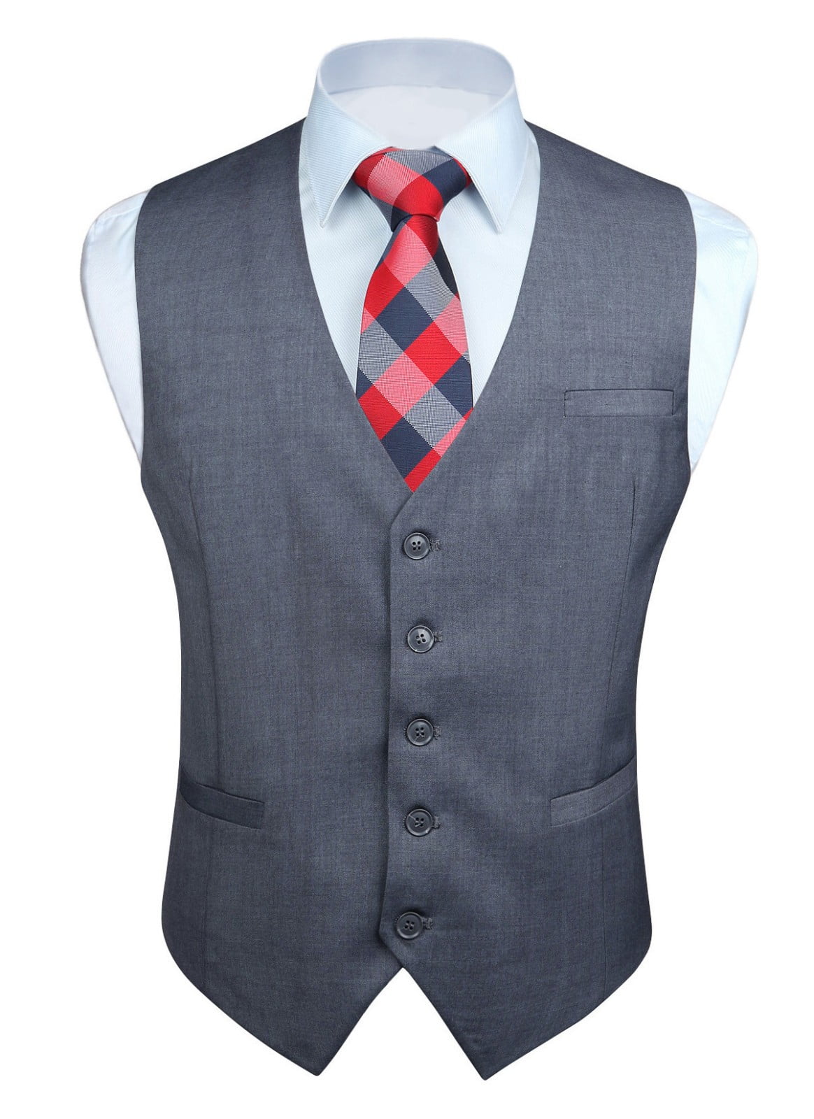 HISDERN Men's Suit Vest Business Formal Dress Waistcoat Vest with 3