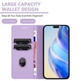 thumbnail image 2 of Lychee Texture PU Leather Case for iPhone 15 Pro Wallet Case with RFID Blocking Card Holders, Wallet Case with Kickstand Magnetic Flip Case Compatible with iPhone 15 Pro - Purple, 2 of 8