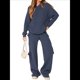 thumbnail image 3 of Conjunto de Dos Piezas de Pijama y Pantalón de Felpa de Larga para Mujer. Incluye: Suéter, Pantalón y Traje Informal. Azul Oscuro L, 3 of 9