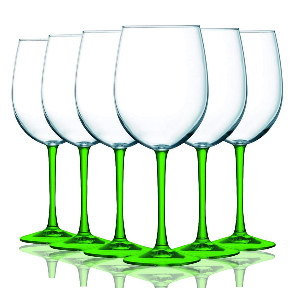 Lime Green Bottom Accent 19 oz Cachet Wine Glasses Set of 6 by