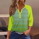 thumbnail image 1 of Fiudx Ofertas Del Día Blusas Estampadas a Rayas Degradadas Informales para Mujer a La Moda, Top con Cuello En V con Botones y Manga 3/4 de Hombro a Manga, 1 of 5