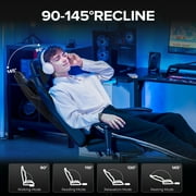 GTPLAYER Gaming Chair Office Chair Fabric with Footrest & Adjustable Headrest, Black