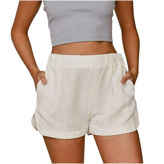 JINMGG 2024 Summer Plus Womens Shorts Clearance,Women's Casual Loose Fashion Shorts Pull Rope Elastic Waist Comfortable Shorts Summer Shorts White XL
