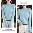 thumbnail image 2 of Women‘s Wool Sweaters Mock Turtle Neck Lightweight Long Sleeve Cozy Warm Fall Winter Pullover Tops, 2 of 7