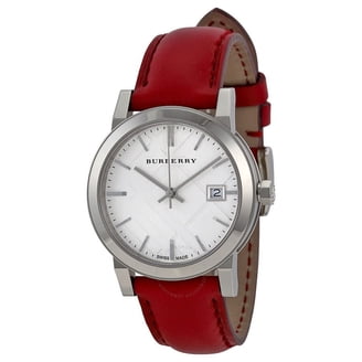 Burberry レディース 時計 BU9212 デイト付き Burberry Women's White Face Analog Quartz 26mm Watch BU9212