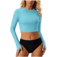 thumbnail image 2 of Pounoo Women's Rash Guards Long Sleeve Crop Top Swimsuit Quick Dry Stretchy UV Protection Surfing Swimwear Tops for Beach Pool Vacation Gift, 2 of 6