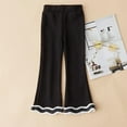 thumbnail image 2 of CAICJ98 Toddler Girl Flare Pants Ruffle Ribbed Leggings for Girls Cotton Solid Bell Bottoms for Toddler Girls Elastic Waist Trousers Black,4-5 Years, 2 of 4