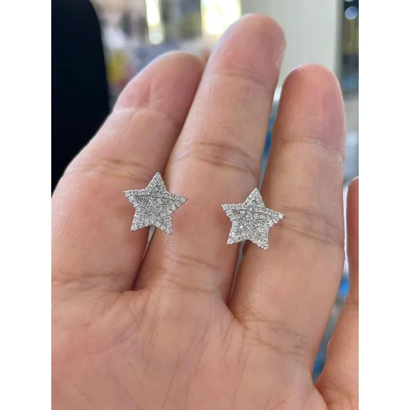 2Ct Round Cut Moissanite Star Shape Stud Earrings 14K White Gold Plated