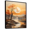 thumbnail image 2 of Designart "Orange Tree Moon form Landscape II" Floral Floater Framed Canvas Art Print, 2 of 7