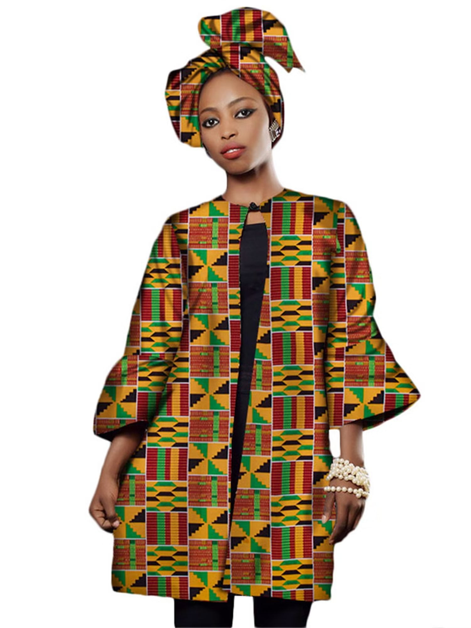 BintaRealWax Women African Print Clothing Dashiki Three Quarter Sleeve ...