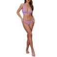 thumbnail image 2 of INSPIRE CHIC Women's Wide Strap O Ring Cut Out V Neck Bikini Sets, 2 Pieces Tie Back Top Triangle Bottom Swimwear Suits X-Small Purple, 2 of 5