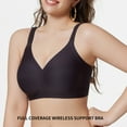 thumbnail image 5 of GEWSEY Women's Wireless Seamless Bra Deep V No Underwire Push Up Supportive Full Coverage Bralettes Plunge T Shirt Bras (Black, XXL), 5 of 5