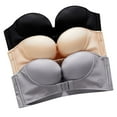 thumbnail image 1 of VBARHMQRT Backless Bra Bodysuit Shapewear Womens 3Pcs Solid Color Strapless Non Adjustment Rimless Dress Bra F Cup Black+Gray+Beige, 1 of 9