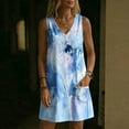 thumbnail image 5 of QQZ Women 2026 Summer Sleeveless Floral Short Shift Dress Cotton Linen Loose Tank Dress, 5 of 6