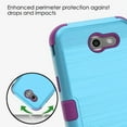 thumbnail image 4 of Kaleidio Case For Samsung Galaxy Sol 2 4G / J3 Mission / J3 Eclipse [Metallic TUFF] Rugged Armor 3-Piece [Shockproof] Dual Layer Hybrid Rubber Cover w/ Overbrawn Prying Tool [Light Blue/Purple], 4 of 6
