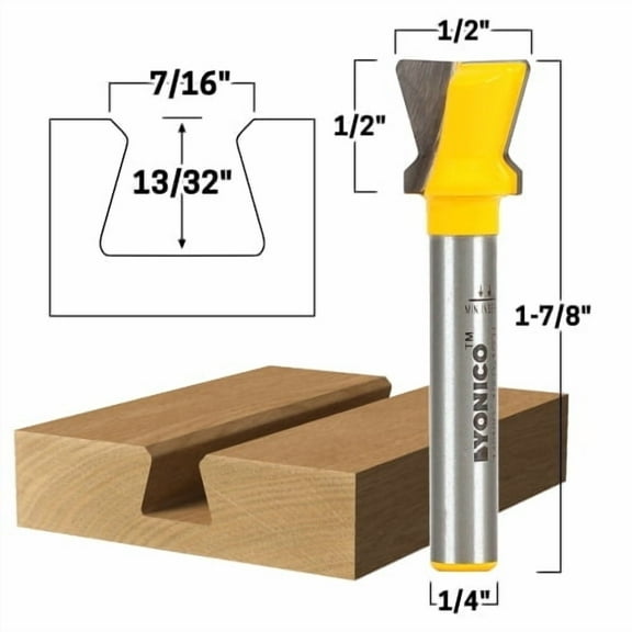 Dovetail Jig Groove Router Bit - 1/4" Shank - Yonico 14010q