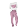 thumbnail image 5 of Valentine's Day Matching Pajamas for Couples Fall Fashion Must Have Women Pajama Sets Crew Neck Women's Sleepwear Elbow Sleeve Womens Pjs Sets Purple, 5 of 8