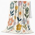 thumbnail image 2 of Retro Folk Art Flower Pattern, Cozy Botanical Garden Scene, Warm Flannel Blanket for Sunroom and Reading Nook, Garden Lovers Housewarming Gift, Botanical Home Decor, 2 of 9
