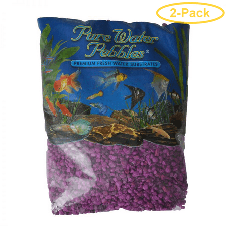 Purple Gravel - Pure Water Pebbles Aquarium Gravel - Neon Purple 5 lbs (3.1-6.3 mm Grain) - Pack of 2