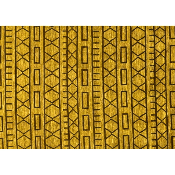 Ahgly Company Indoor Rectangle Abstract Yellow Modern Area Rugs, 5' x 7'