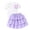 Purple, variant on Girls Tea Party Set Baby Girl Birthday Outfit Short Sleeve Top Ruffle Skirt Sets Cake Smash Clothing Pink,7-8 Years
