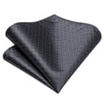 thumbnail image 5 of Grey Ties for Men Plaid Checkered Tie Set Silk Necktie Pocket Square Handkerchief Cufflinks Lapel Pin Tie Clip, 5 of 6
