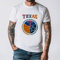 Texas Sports Teams Logo Rangers Cowboys And Longhorns Fan Mashup Unisex T-Shirt, for men & women, up to size 5XL.