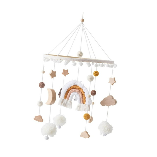Campana de Cama Móvil para Cuna de Guardería, Decoración de Techo, Regalos de Vacaciones Simples, Juguete Sensorial Montessori, Juguetes para Bebés Y Nube arcoiris naranja