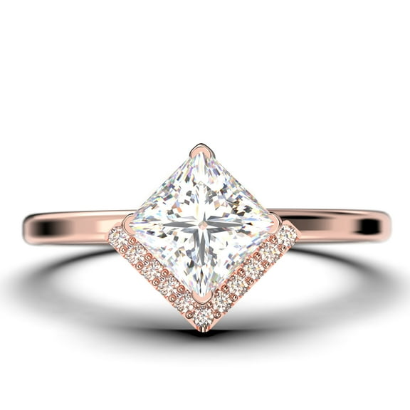 Boho & hippie 1.50 Carat Princess Cut Diamond Moissanite Dainty Engagement Ring, Classic Wedding Ring in 10k Solid Rose Gold, Gift For Her, Promise Ring, Anniversary Ring