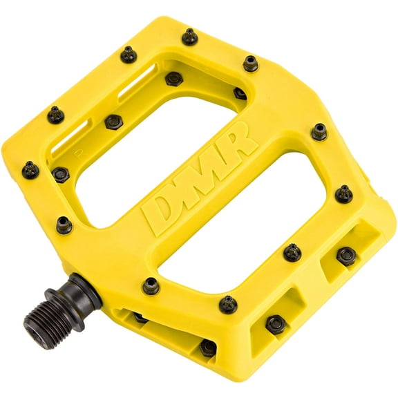 DMR V11 Platform Pedals 9/16" Chromoly Concave Nylon Body Removable Pins Yellow