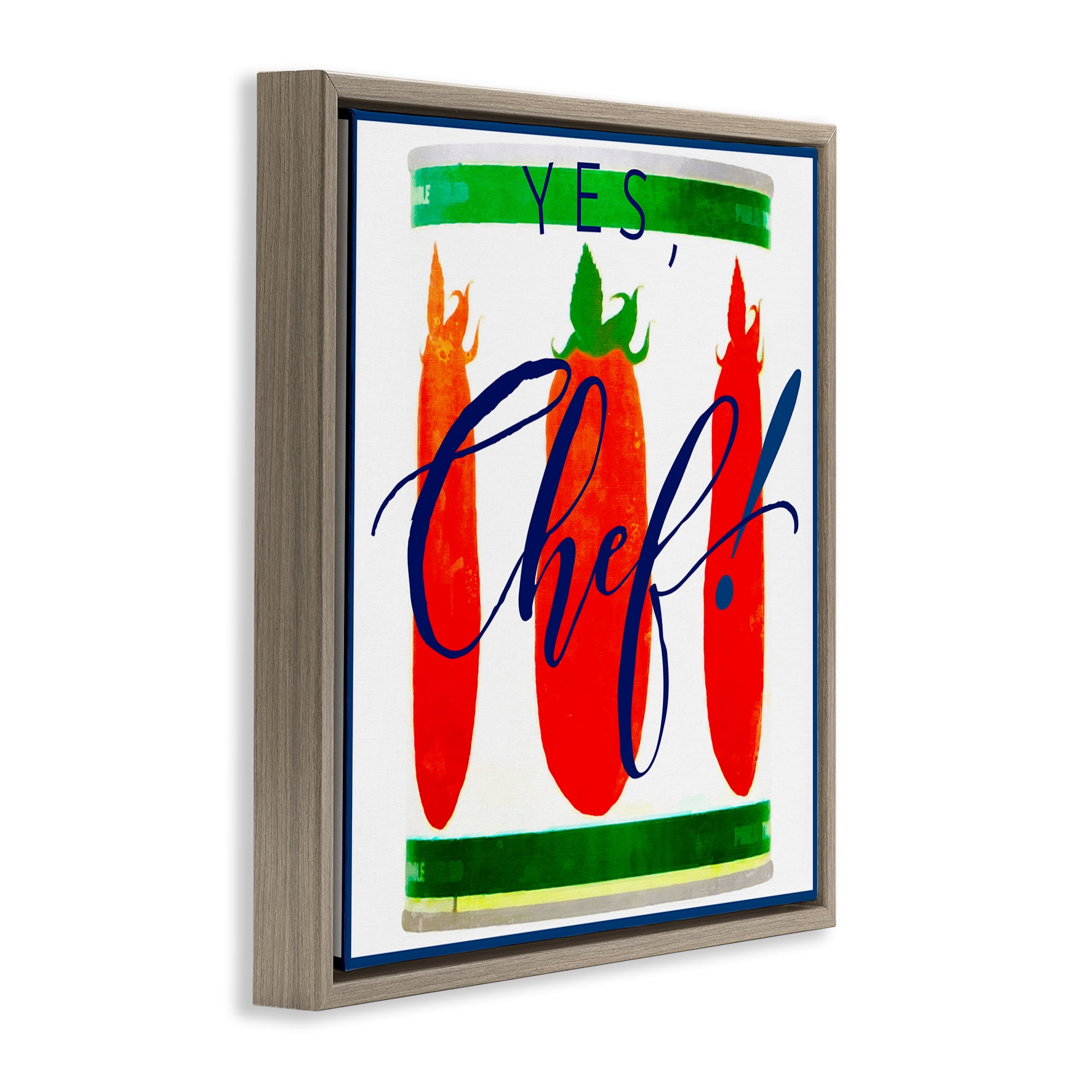 Stupell Industries Yes Chef Canned Goods Food & Beverage Painting Brown Floater Framed Canvas Art Print Wall Art, 18 x 18