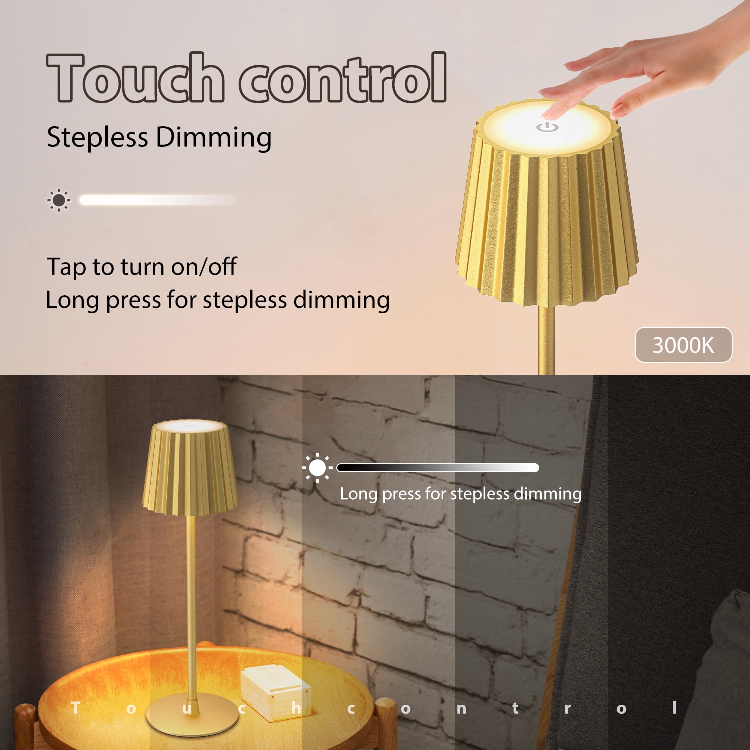 Jlt6631 Outdoor Waterproof Battery Operated Cordless Rechargeable Table Lamp  Touch Dimmable - China Creative Gold, Thinker Lamp