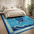 thumbnail image 3 of ODIKA Animals Turtle Nautical Border Ocean Wave Motif Scattered Symmetrical for King Size Bedroom, Master Suite, Under Bed, Foldable Easy Care, 3 of 7