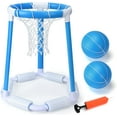 thumbnail image 1 of Aro de baloncesto flotante para piscina, aro de baloncesto para piscina para niños al aire libre, aro de baloncesto para piscina con 2 pelotas y bomba, juegos de piscina, 1 of 5