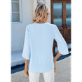 thumbnail image 4 of Blusa Informal de para Mujer, con Mangas 1/2 con Volantes, Cuello en V, Corte Holgado, Color Azul , Talla L, 4 of 6